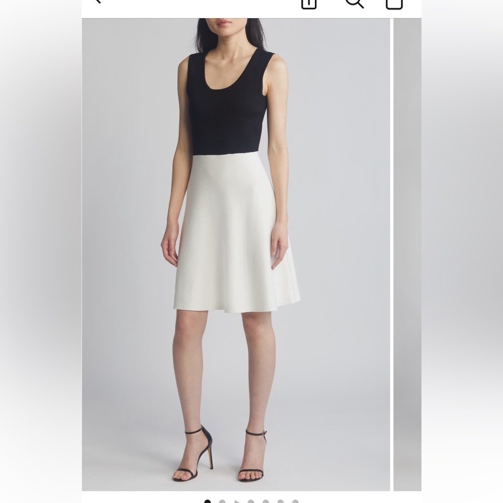 Tahari ASL Black and White A-Line Knit Dress Women’s Large